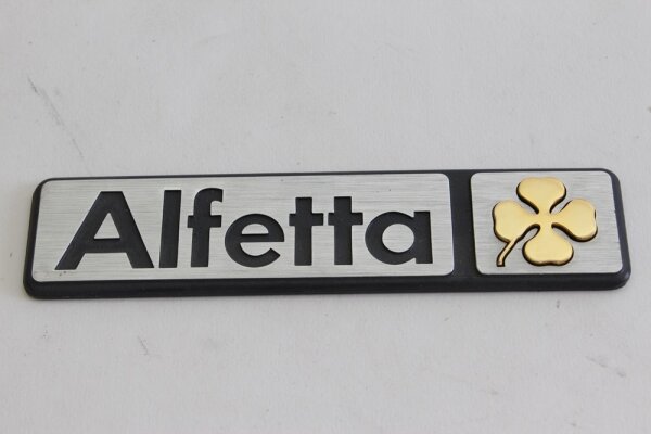 Emblem Schriftzug Alfetta Kleeblatt gold NOS-Original Alfetta
