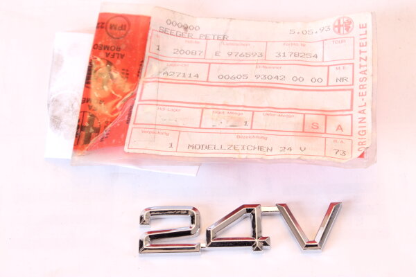 Modellzeichen Emblem " 24V " Alfa 164 + Spider (916) NEU Original