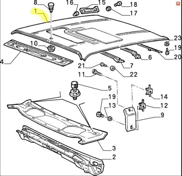 Alfa 33 Dach Dachhaut komplett (1990-1994) mit Schiebedachöffnung NEU Original